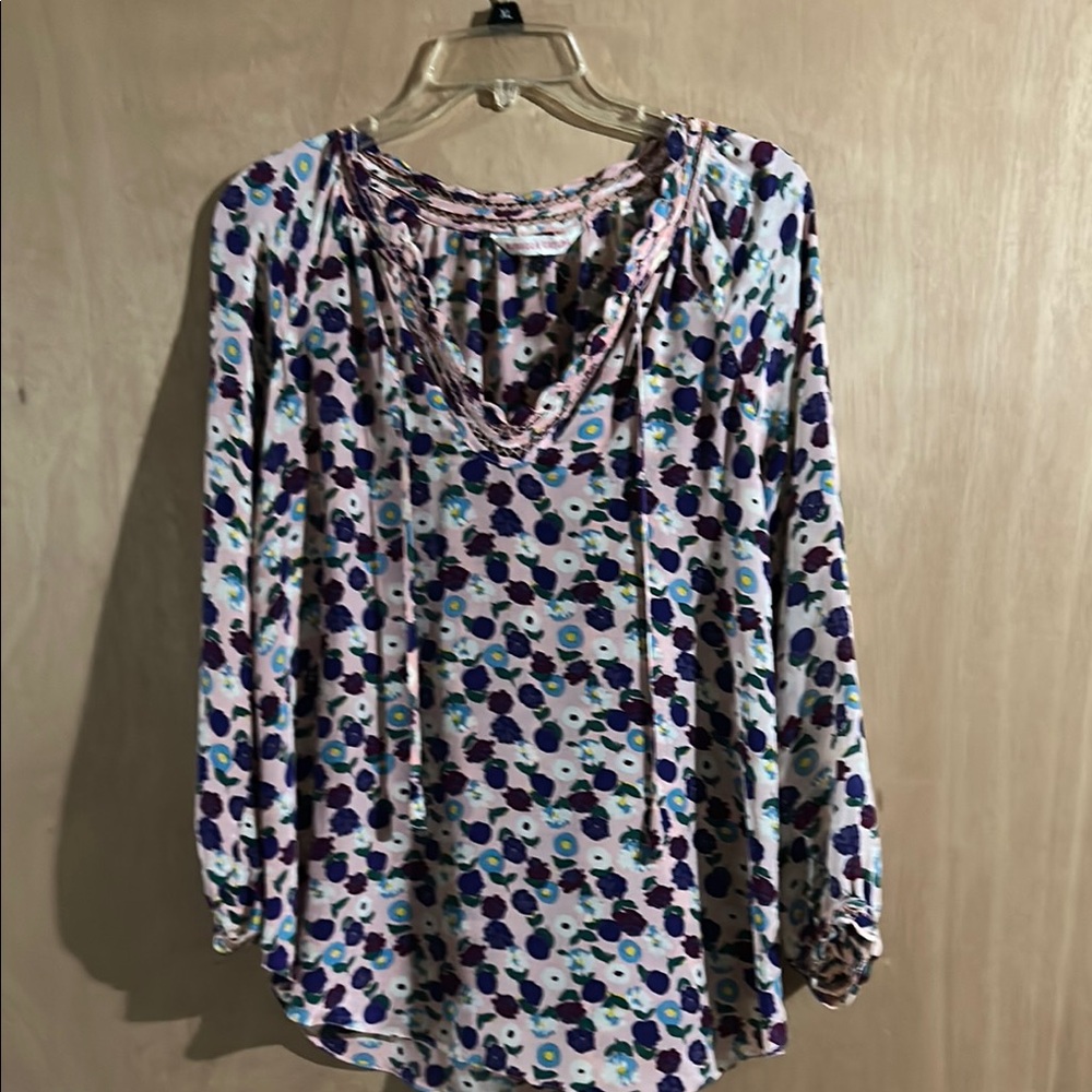 Rebecca Taylor Floral Light Weight Tie Front Blouse